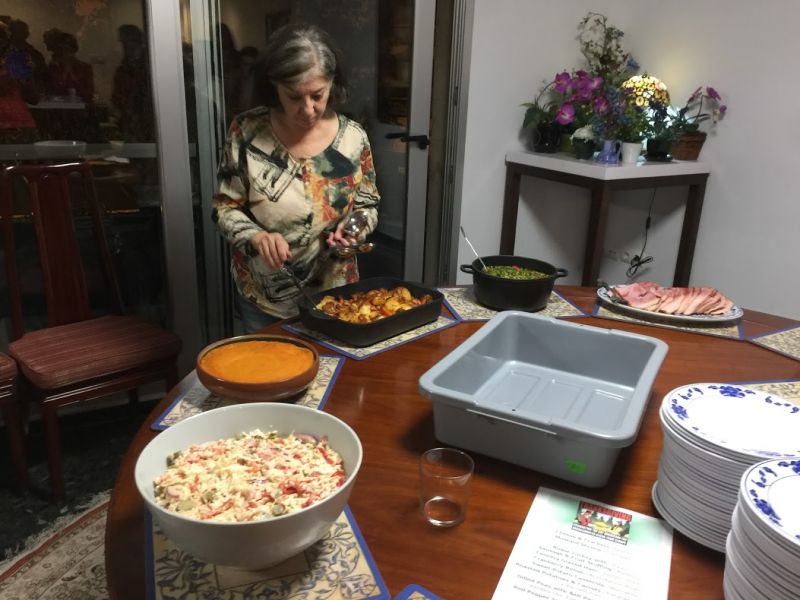 Thanksgiving Day - Random Photos And Memories! 18 Woman in front o round table with slaw and potatoes
