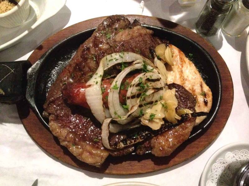 trio of sausage, steak and chicken dish in Miami