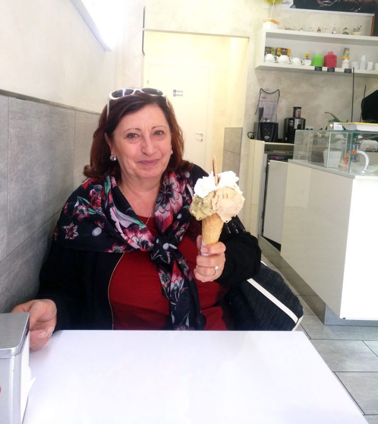 Greetings From Rome Italy On A Beautiful Fall Day! 3 mama with gelato in Rome