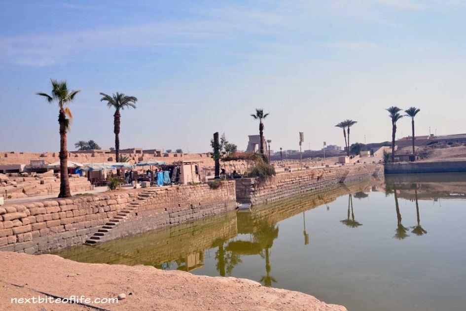 river of water at karnak temple Luxor