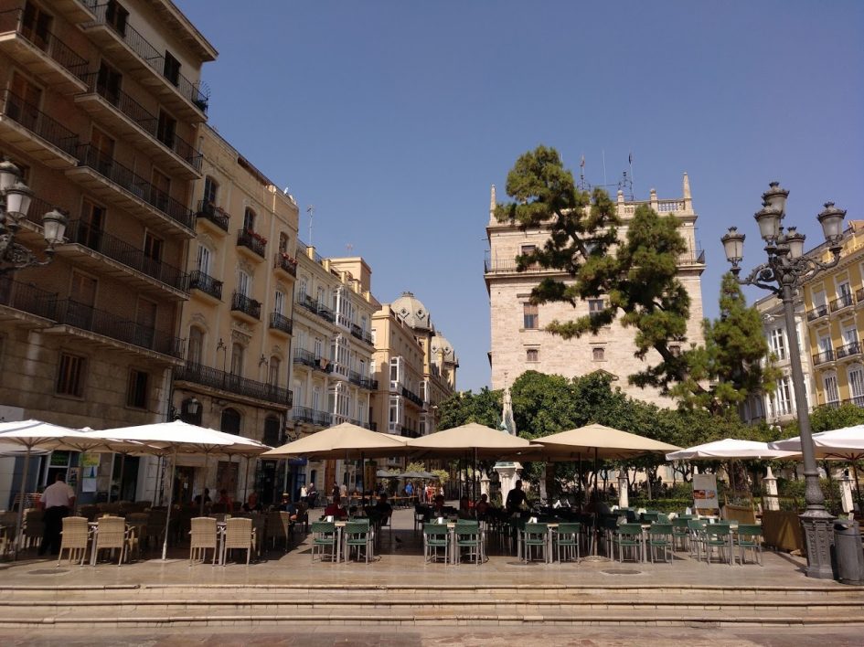 Spain Second Wave: Tired Of Taking Precautions 3 valencia center with tables and chairs restaurant. Spain second wave