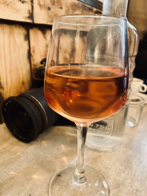 Glass of rose bordeaux wine